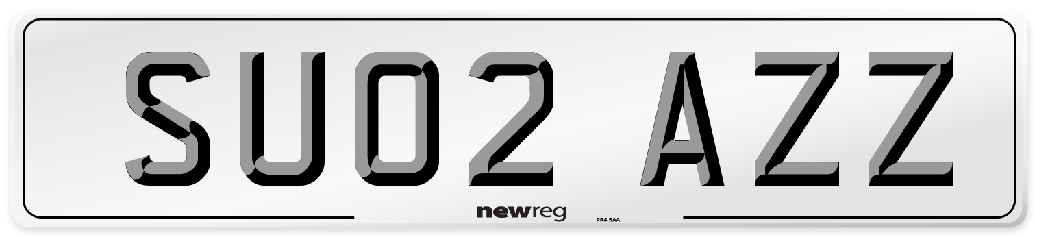 SU02 AZZ Number Plate from New Reg